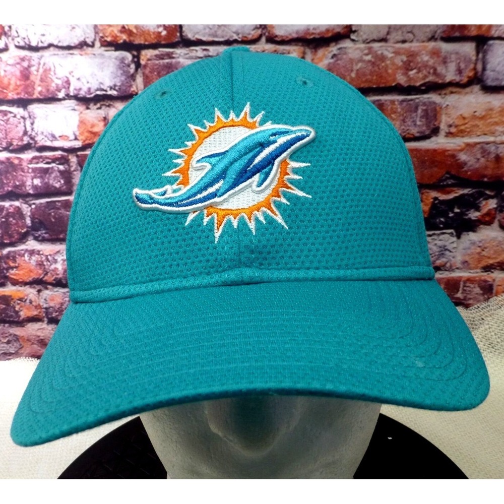 Miami Dolphins NFL New Era 39Thirty Teal Stretch Fit Hat Med/Large Embroidered